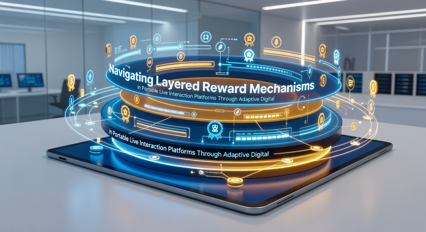 Diagram van adaptieve digitale ledger-systemen in mobiele live platforms met realtime aanpassingen